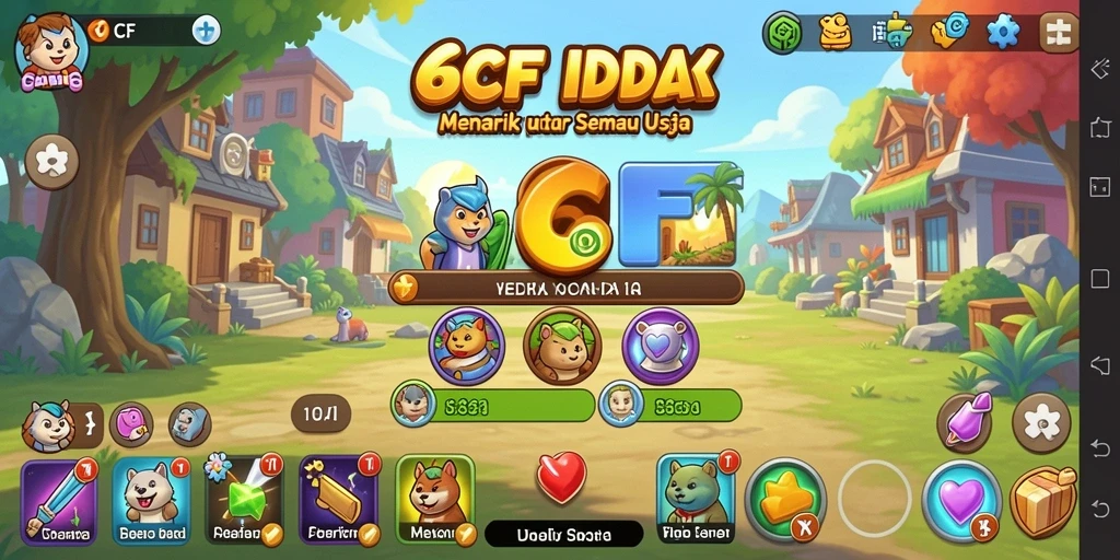 Tampilan gameplay 6CF yang menarik dan penuh warna.
