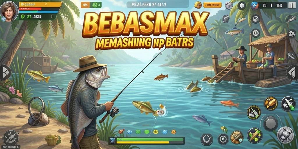 Tampilan gameplay yang mendebarkan saat memancing di BEBASMAX.