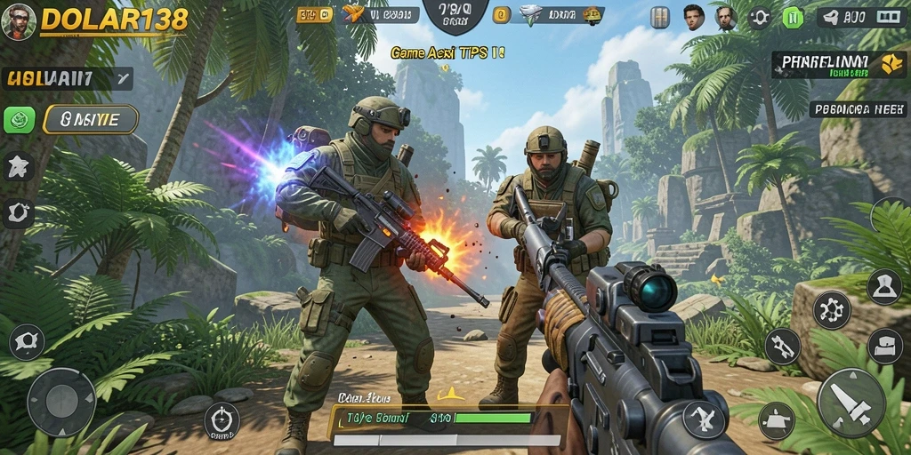 Gambar gameplay DOLAR138 menunjukkan aksi seru dalam pertempuran TPS.