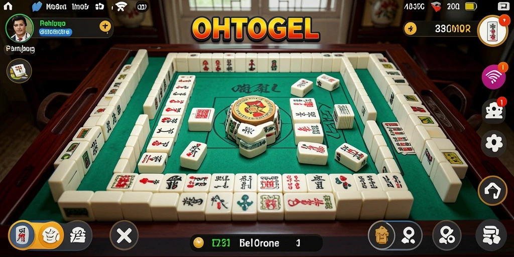 Tampilan awal gameplay OHTOGEL dengan ubin Mahjong berwarna-warni.