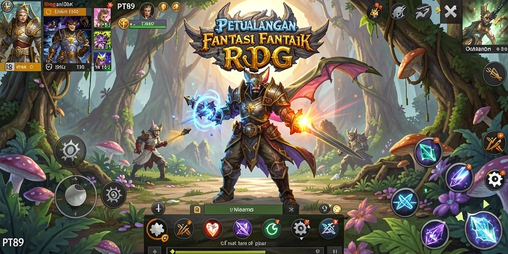 Screenshot gameplay PT89 menampilkan pertempuran seru di dunia RPG yang menawan.