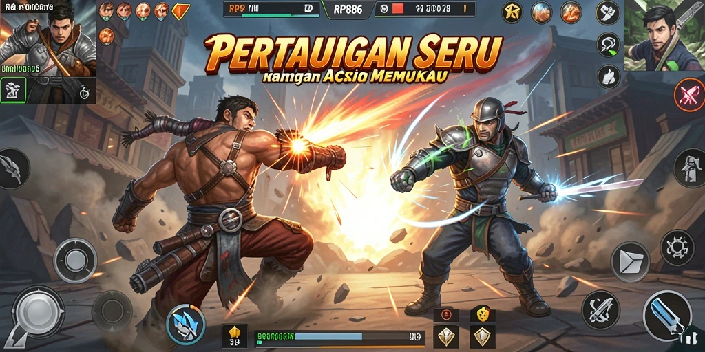 Tampilan gameplay RP886 yang menegangkan di arena pertarungan.