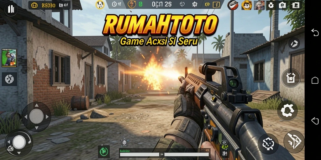 Tampilan gameplay seru dari RUMAHTOTO dengan karakter aksi.