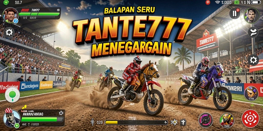 Gameplay balapan menantang di TANTE777 dengan grafis yang memukau.